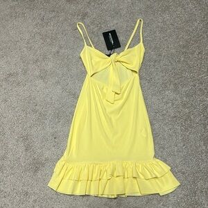 🍋 lemon tie front frill hem skater dress size 2